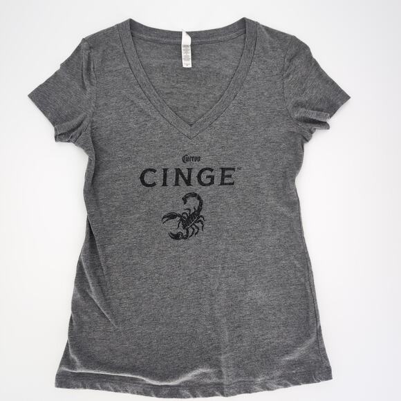 Grey/Gray Women's Cuervo Cinge "Get Stung" V-Neck T-Shirt/Tee - Size M - GUC - Picture 1 of 10